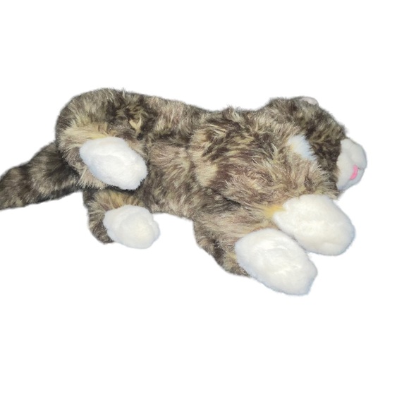 Cuddle Barn Lil Bub Tabby Cat Plush Toy 12" Realistic Stuffed Animal Green Eyes - Picture 4 of 8